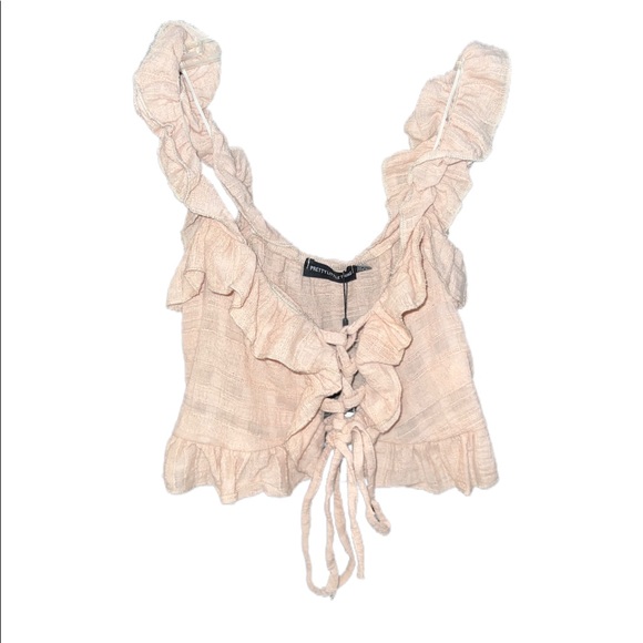 PrettyLittleThing Tops - Ruffled Lace Up Blouse